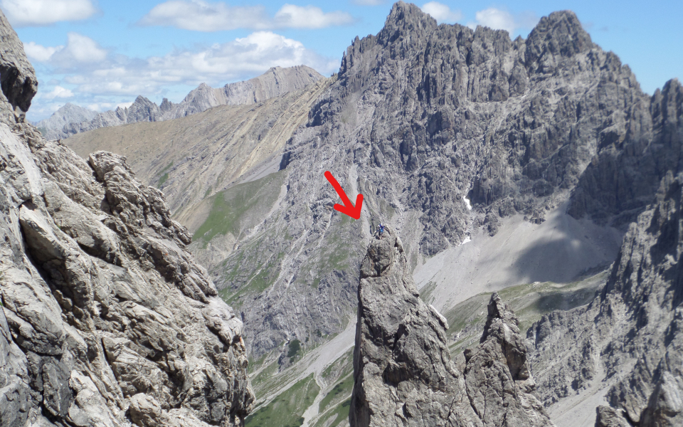 Die Gruppe auf dem Spiehlerturm (aus der Gusta fotografiert)